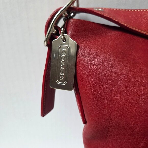 Vintage Coach Soho Legacy Duffle Red Leather Hobo Bucket Bag 9186 - Picture 3 of 16